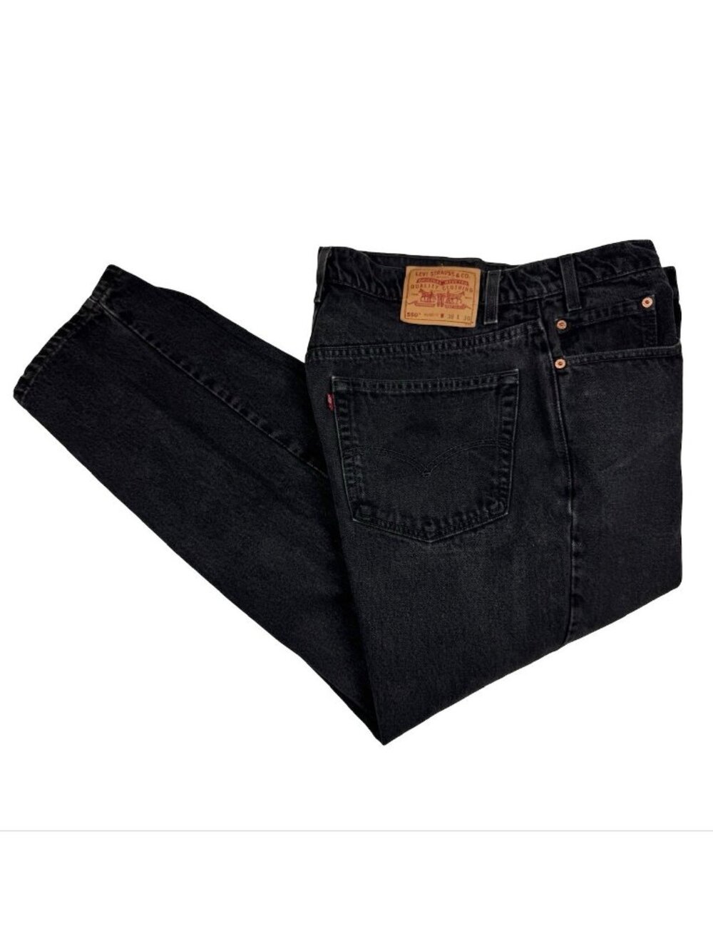 VTG Levi's Mens 550 Red Tab Relaxed Fit Jeans Black • USA • 38x30
